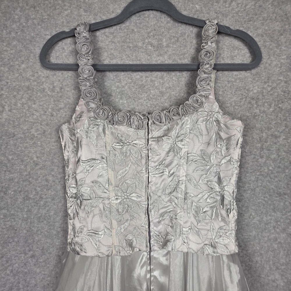 Aspeed USA Dress Womens 4 Silver Floral Embroidered Ball Gown Formal Shawl Prom - Picture 8 of 16